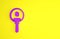 Purple Magnifying glass for search a people icon isolated on yellow background. Recruitment or selection. Search for