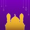Purple Mandala Pattern Background Decorated Stars, Lanterns Hang And Sticker Mosque