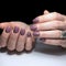 Purple manicure on the nails. Purple nail design on the fingers