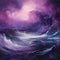 Purple Mannerism Seascape Abstract Oil Painting By Mark Brooks