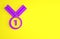 Purple Medal golf icon isolated on yellow background. Winner achievement sign. Award medal. Minimalism concept. 3d