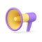 Purple megaphone promo business news information broadcasting loud speaking 3d icon realistic vector