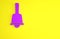 Purple Merry Christmas ringing bell icon isolated on yellow background. Alarm symbol, service bell, handbell sign