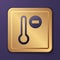 Purple Meteorology thermometer measuring icon isolated on purple background. Thermometer equipment showing hot or cold