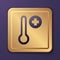 Purple Meteorology thermometer measuring icon isolated on purple background. Thermometer equipment showing hot or cold