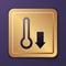 Purple Meteorology thermometer measuring icon isolated on purple background. Thermometer equipment showing hot or cold