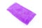 Purple microfiber fabric lying in the middle, isolated on a white background, top view.