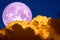 purple moon on sky heap cloud and spread soft cloud