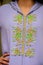 Purple Moroccan kaftan with green embroidery