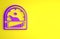 Purple Motor gas gauge icon isolated on yellow background. Empty fuel meter. Full tank indication. Minimalism concept