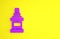 Purple Mouthwash plastic bottle icon isolated on yellow background. Liquid for rinsing mouth. Oralcare equipment