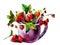Purple mug with ripe red strawberries