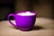 A purple mug. The Royal Indulgence. The Majestic Violet Mug. Generative AI