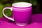 A purple mug. The Royal Indulgence. The Majestic Violet Mug. Generative AI