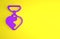 Purple Necklace with heart shaped pendant icon isolated on yellow background. Jewellery decoration. International Happy