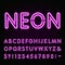 Purple Neon Light Alphabet Font.