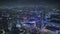 Purple night lights of Los Angeles downtown amazing panorama