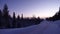 Purple Night Sky and Pinetrees in Swedish winter landscape of Are Valadalen, Jamtland