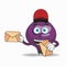 The Purple onion mascot character becomes a mail deliverer. vector illustration