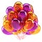 Purple orange colorful party balloons bunch glossy