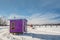 Purple and Orange Ice Fishing Cabins in Ste-Rose Laval