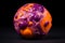 a purple and orange marble with swirls on it