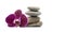 purple orchid and stone balance on white background