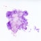 Purple paint splatter. Paint splash on white background. Watercolor texture, effect template