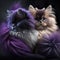 Purple pair of cute and romantic kittens. valentine\\\'s day concept