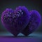 Purple pair of fluffy and romantic hearts. Concept valentines day
