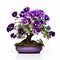 Purple Pansy Bonsai: A Stunning Symmetrical Arrangement In Traditional Japanese Style