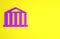 Purple Parthenon from Athens, Acropolis, Greece icon isolated on yellow background. Greek ancient national landmark