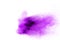 Purple particles explosion on white background.