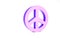 Purple Peace icon isolated on white background. Hippie symbol of peace. Minimalism concept. 3d illustration 3D render