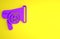 Purple Peace icon isolated on yellow background. Hippie symbol of peace. Minimalism concept. 3D render illustration