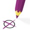 purple pencil with cross