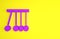 Purple Pendulum icon isolated on yellow background. Newtons cradle. Minimalism concept. 3d illustration 3D render