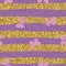 Purple pink glittering butterflies on striped background. Cute seamless pattern for girls.