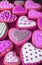 Purple pink heart shaped with beautiful patterned royal icing cookies