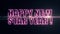 Purple pink laser neon HAPPY NEW STAR YEAR text with shiny light optical flares animation on black background - new