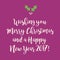 Purple pink Merry Christmas and Happy New Year greeting card wit