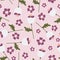 Purple and Pink Tulips and Daisies Seamless Pattern Background