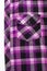 Purple plaid shirt with pocket and buttons background. top view