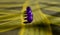 Purple plastic beads on yellowish surface