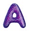 Purple plastic letter A with abstract holes. 3d