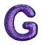 Purple plastic letter G with abstract holes. 3d