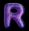 Purple plastic letter R with abstract holes. 3d