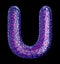 Purple plastic letter U with abstract holes. 3d