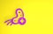 Purple Positive virus icon isolated on yellow background. Corona virus 2019-nCoV. Bacteria and germs, cell cancer