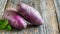 Purple potatoes, copyspace on a side